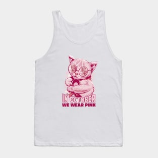 In October We Wear Pink Cat Breast Cancer Awareness Tank Top